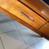Teak and imitation leather sideboard with 2 drawers