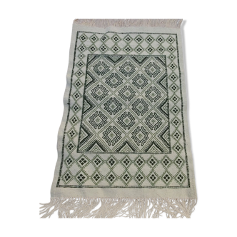 Traditional Berber white and green carpet 110x70cm