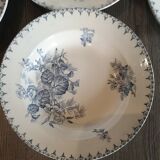 Series of 7 hollow plates in Sarreguemines earthenware model Flore