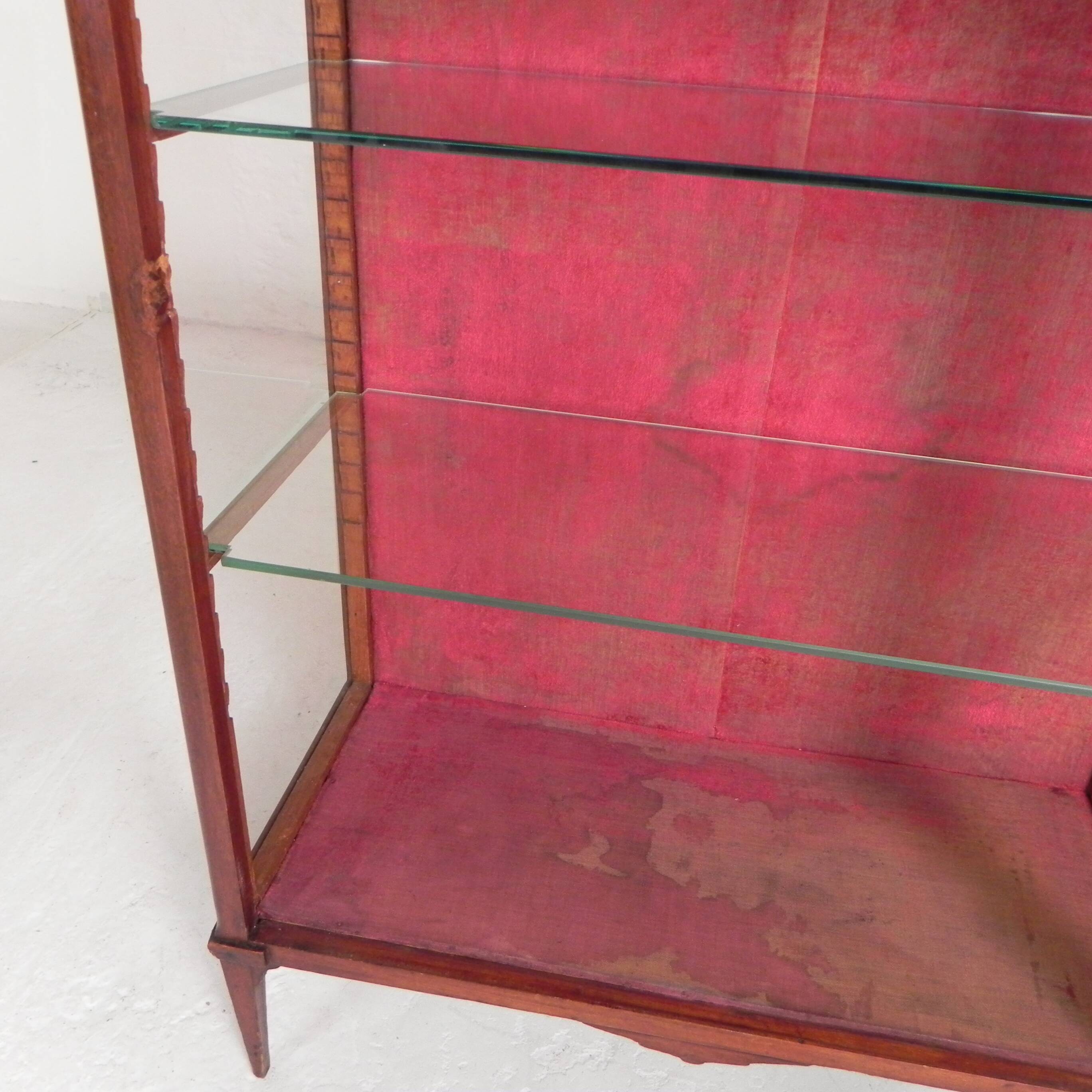 Mahogany display cabinet with marble top, 1920s