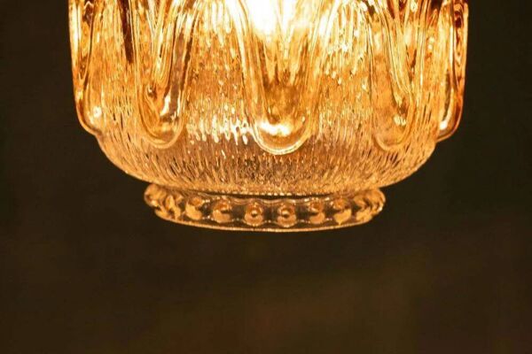 Suspension en verre brutaliste des années 70, suspension suédoise vintage