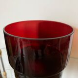 Cache pot verre rouge années 60