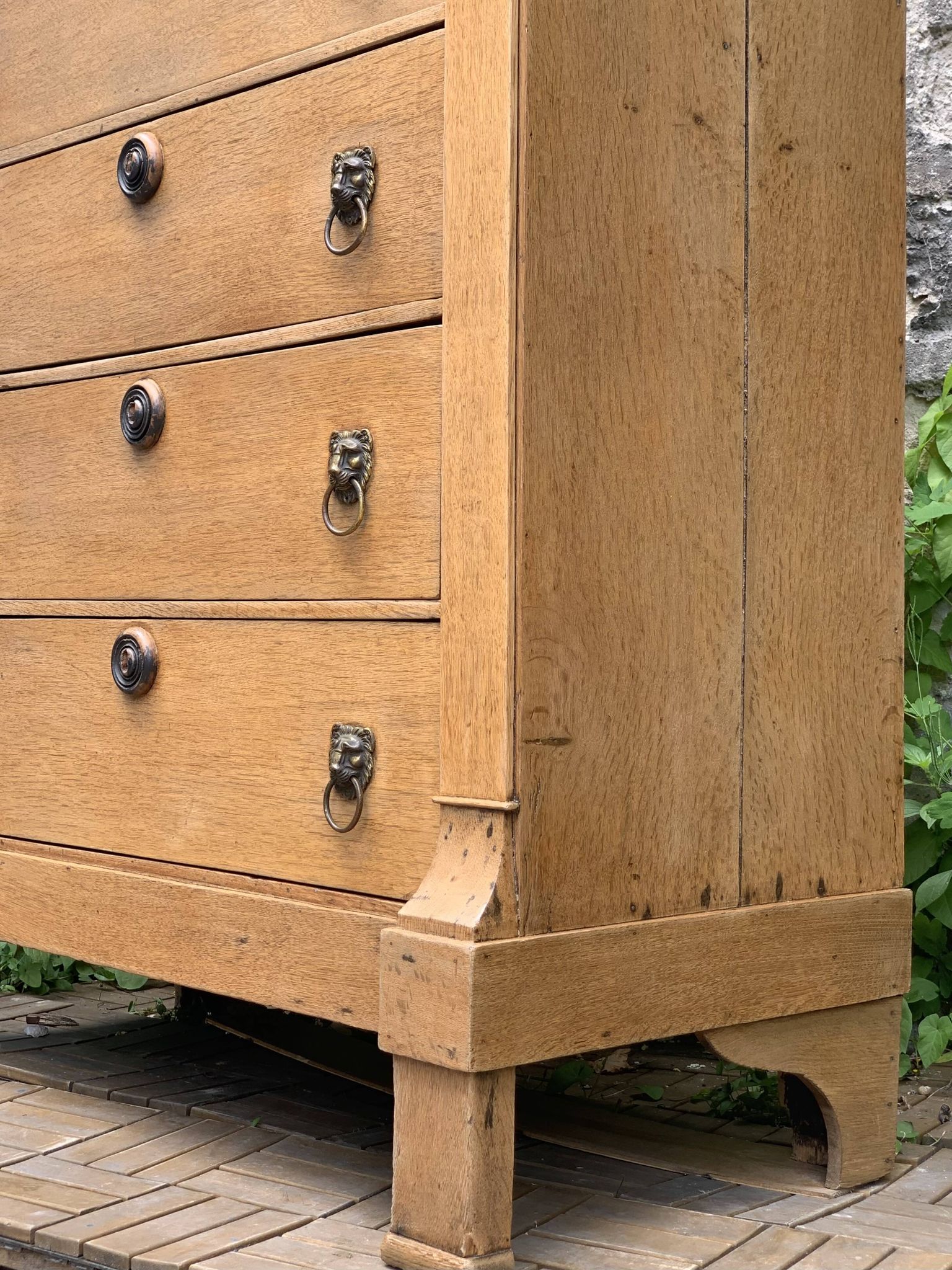 High Empire chest of drawers in solid raw oak