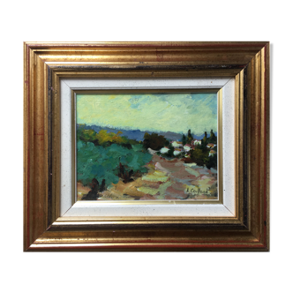 Impressionist Post-Impressionist Table "Southern Village" by Lylliane Coiffard - Frame