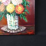 Still life 'Gladioli and Dahlias' Oil on canvas 36x33 signed J.D Vincent