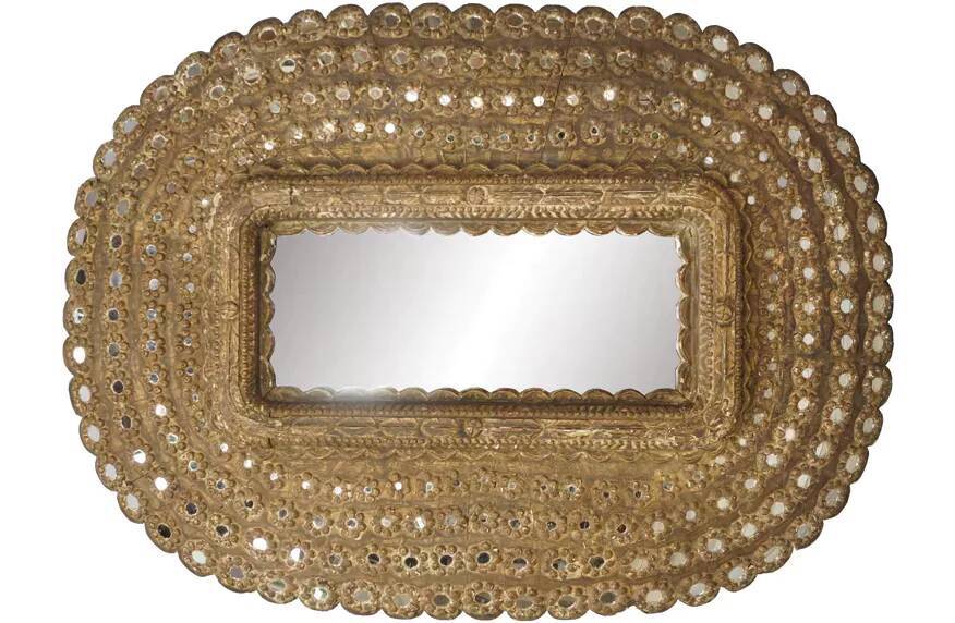 Oval carved wooden mirror 150x101cm
