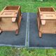 Vintage bedside tables with solid oak compass legs (pair)