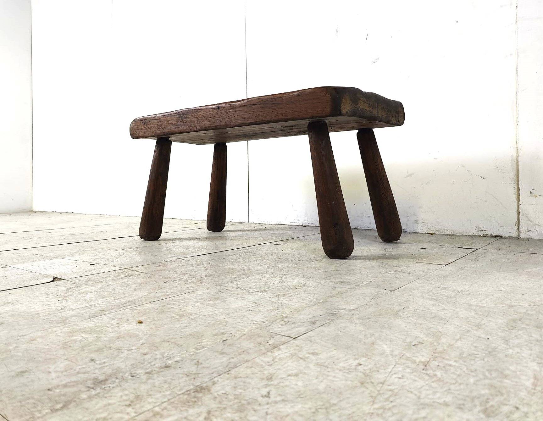 Solid wooden brutalist coffee table, 1960s