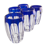 Set 5 glasses crystal liqueur style Saint Louis Baccarat blue