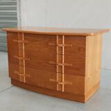 Vintage chest of drawers with bamboo and rattan details