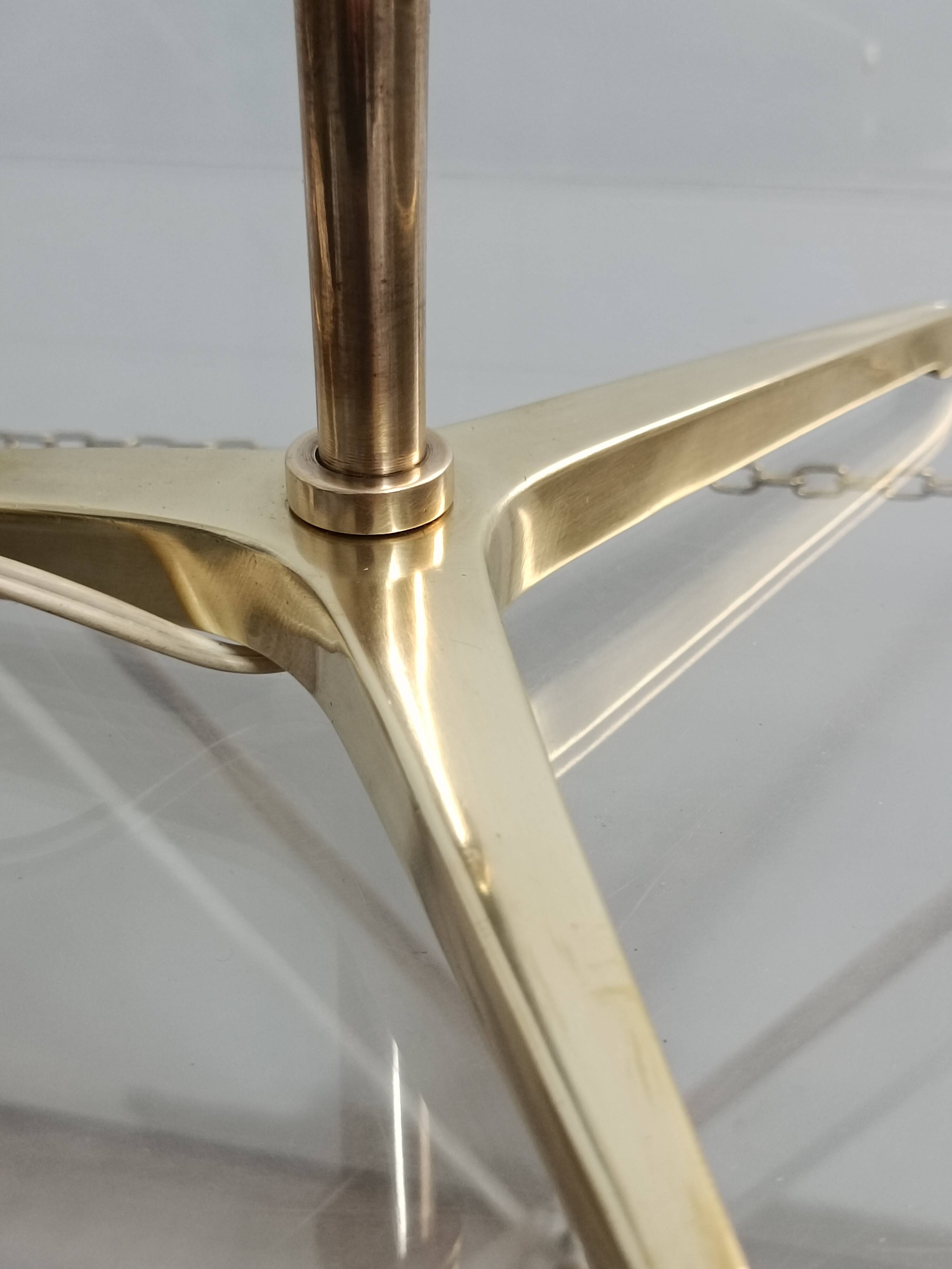 Leather-covered brass table lamp by Jacques Adnet 1950s