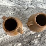 Pair of Provençal enamelled terracotta jars