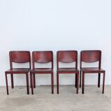 Lot de 4 chaises Matteo Grassi cuir rouge