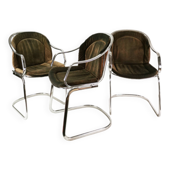 Set of modernist chairs, Gastone Rinaldi style, Italy, 1970s