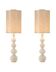 Pair of table lamps in crackled white ceramic and patinated brass.