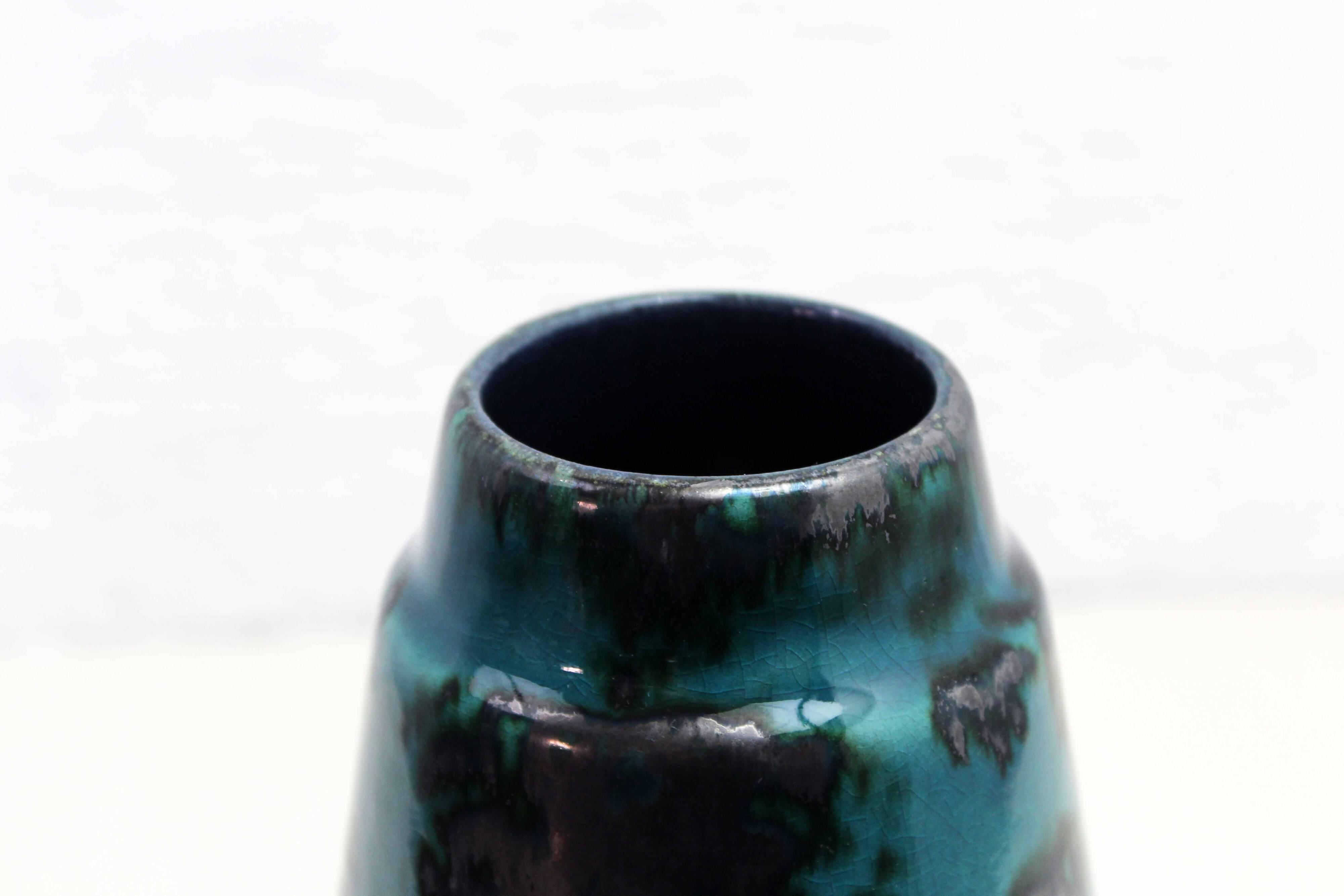 Vintage ceramic vase with enamel and glaze