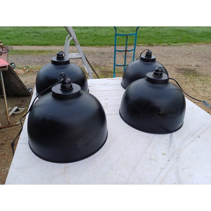 4 black metal industrial pendant lights