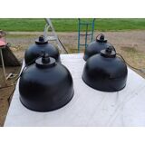 4 black metal industrial pendant lights