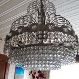 Italian crystal and chrome chandelier