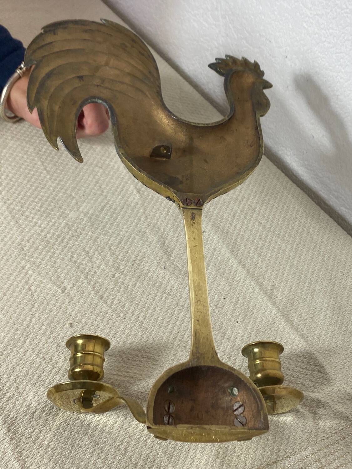 Solid Brass Zoomorphic Rooster Wall Candle Holder