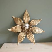 Wall light or ceiling light flower in gold metal