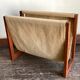 Scandinavian magazine door 1970 in teak and linen canvas