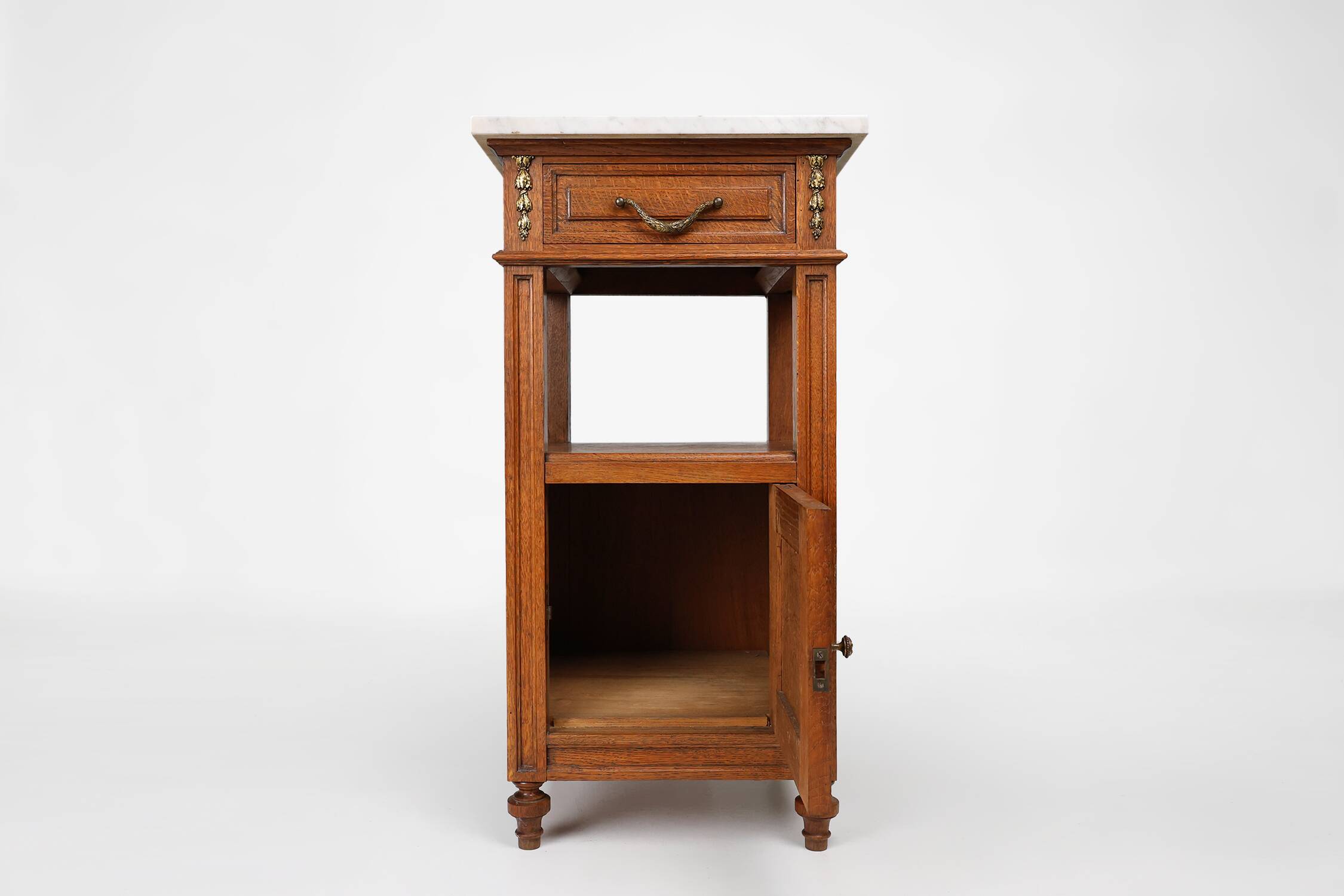 Art Deco nightstand with a Carrara marble top, France ca. 1910