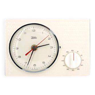 Beige ceramic wall clock from the 60s with built-in timer brand