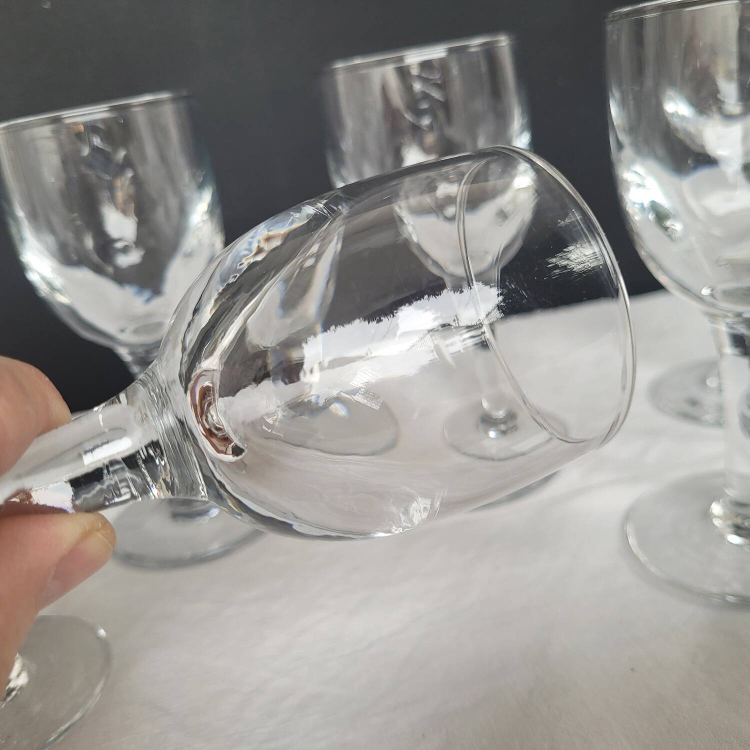 7 antique stemmed glasses made of blown glass – 1930s–1950s