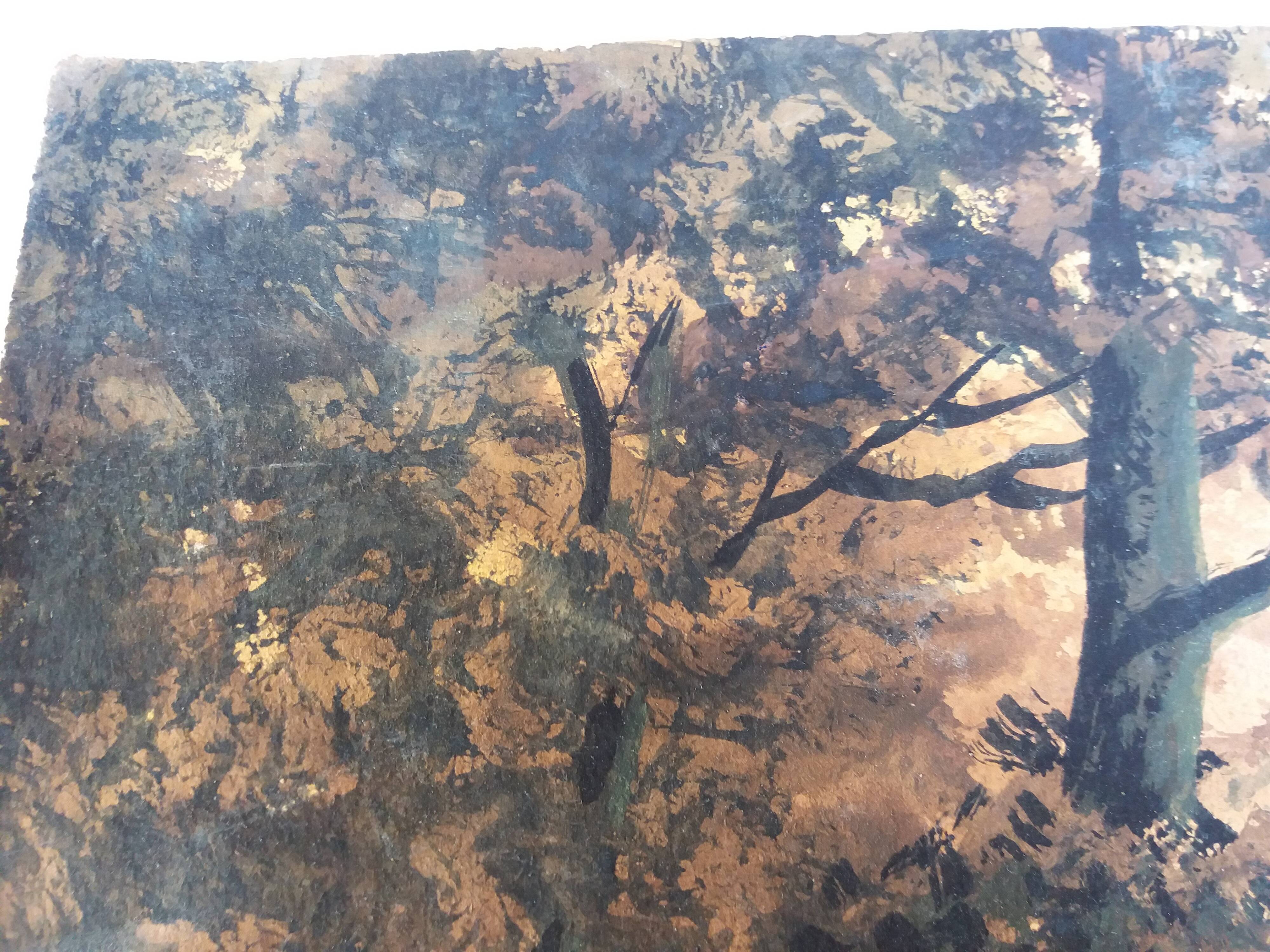 Watercolor signed Darta landscape river and forest