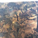 Watercolor signed Darta landscape river and forest