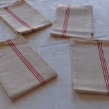 4 tea towels, rustic canvas, bistres.