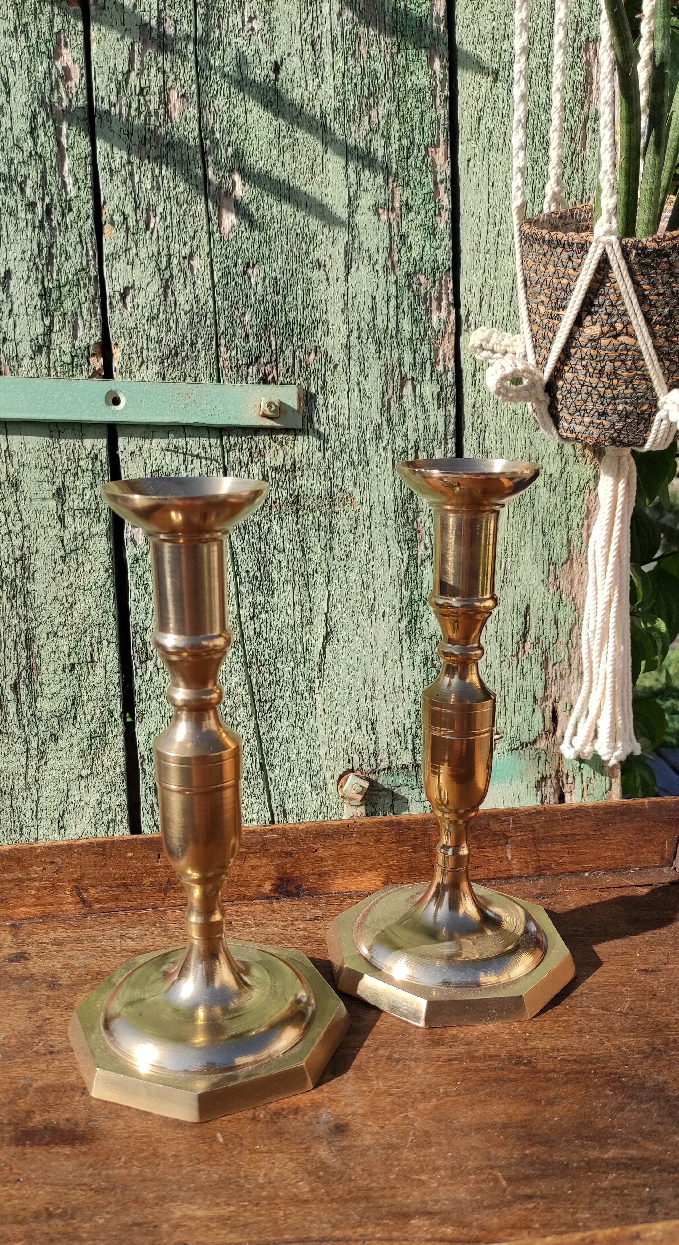 Pair of golden candle holders