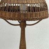 Art deco rattan wicker mushroom table lamp, ca 1930s