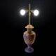 Large vintage lamp base in solid wood and chrome metal