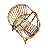 Fauteuil enfant coquille rotin vintage