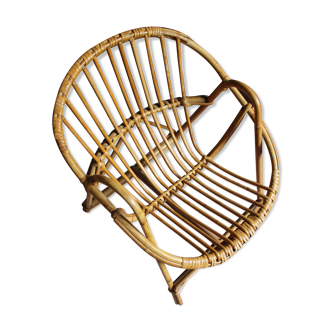 Children's armchair vintage rattan shell