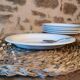 Vintage dessert plates, nesting set by Michel Hamon, Gien Prisunic
