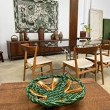 50s green braided barbotine fruit bowl