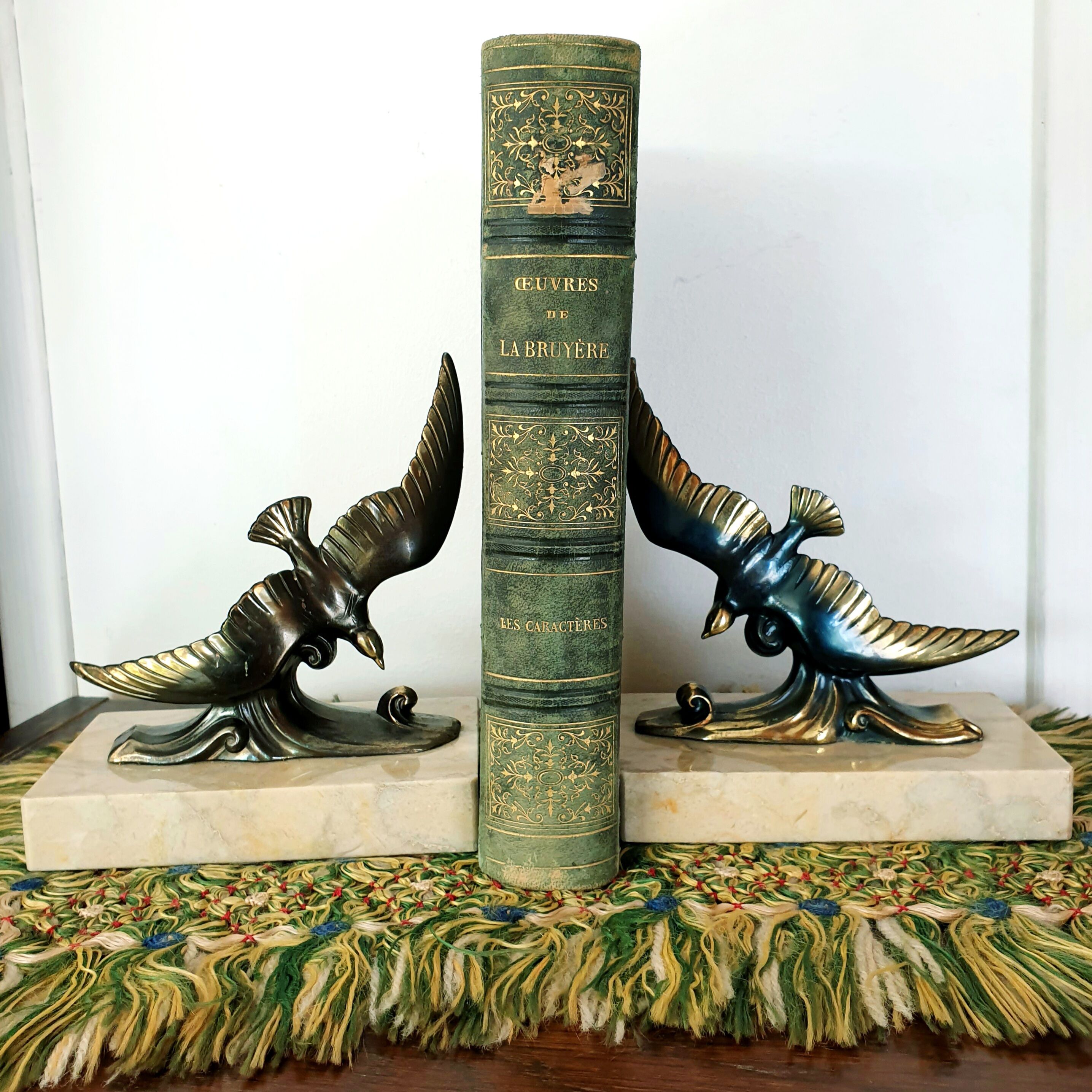Paire de Serre livre vintage oiseaux