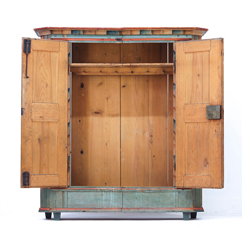 Rustic Weathered Farmhouse Folk Art Painted Bridal Cabinet