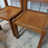 4 elm and leather chairs 1950