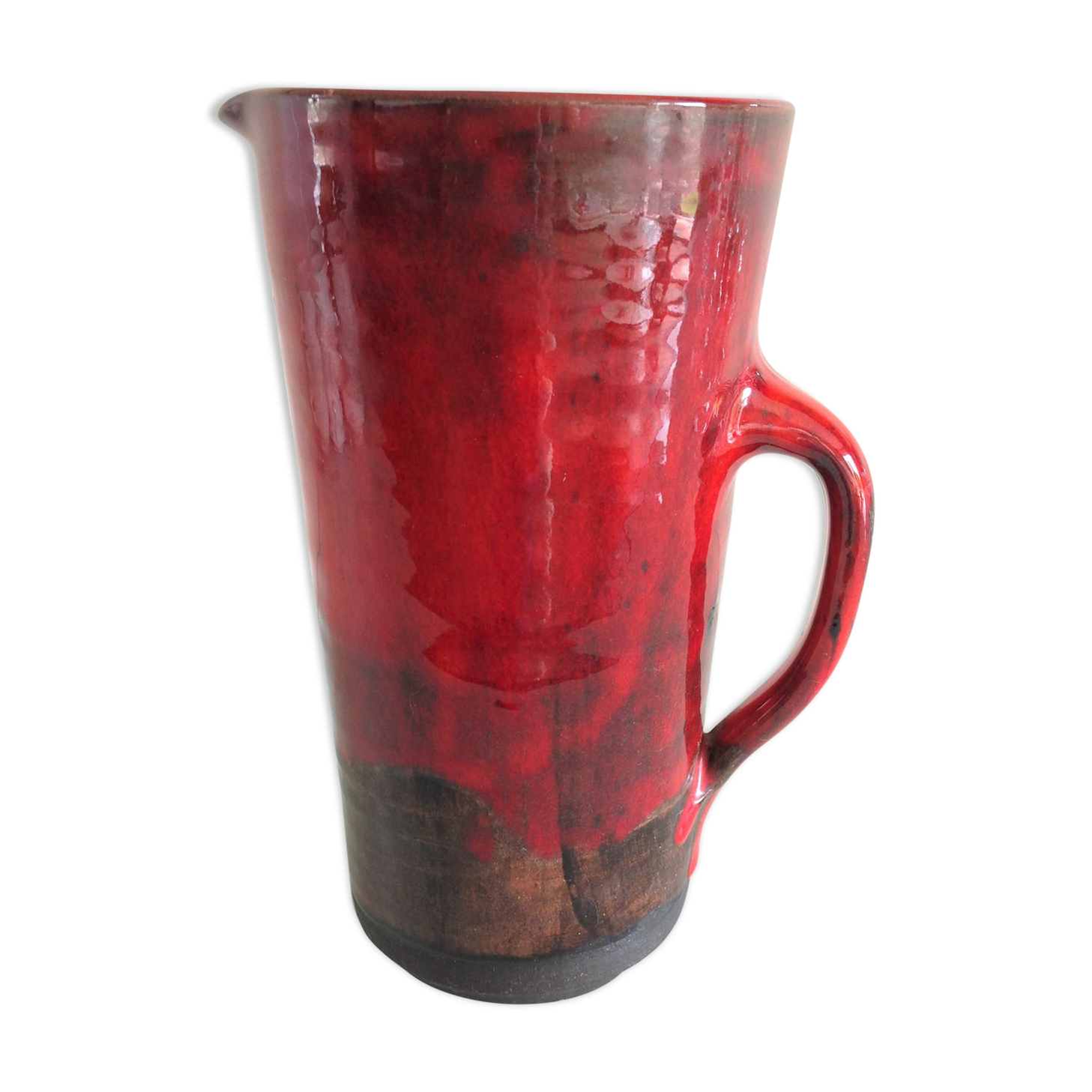 Pitcher in glazed red ceramic / vintag 60s-70s
