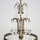 Chandelier, crown ceiling light in brass, 3 levels, 1 light, water drop pendants. 70s