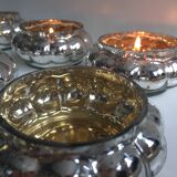 Set of 6 Mercurized Silver Glass Tealight Holders