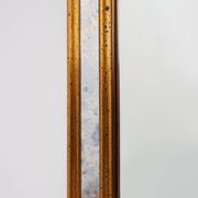 Mirror by Deknudt with marbled fume glass side panels in gilded wooden fram
