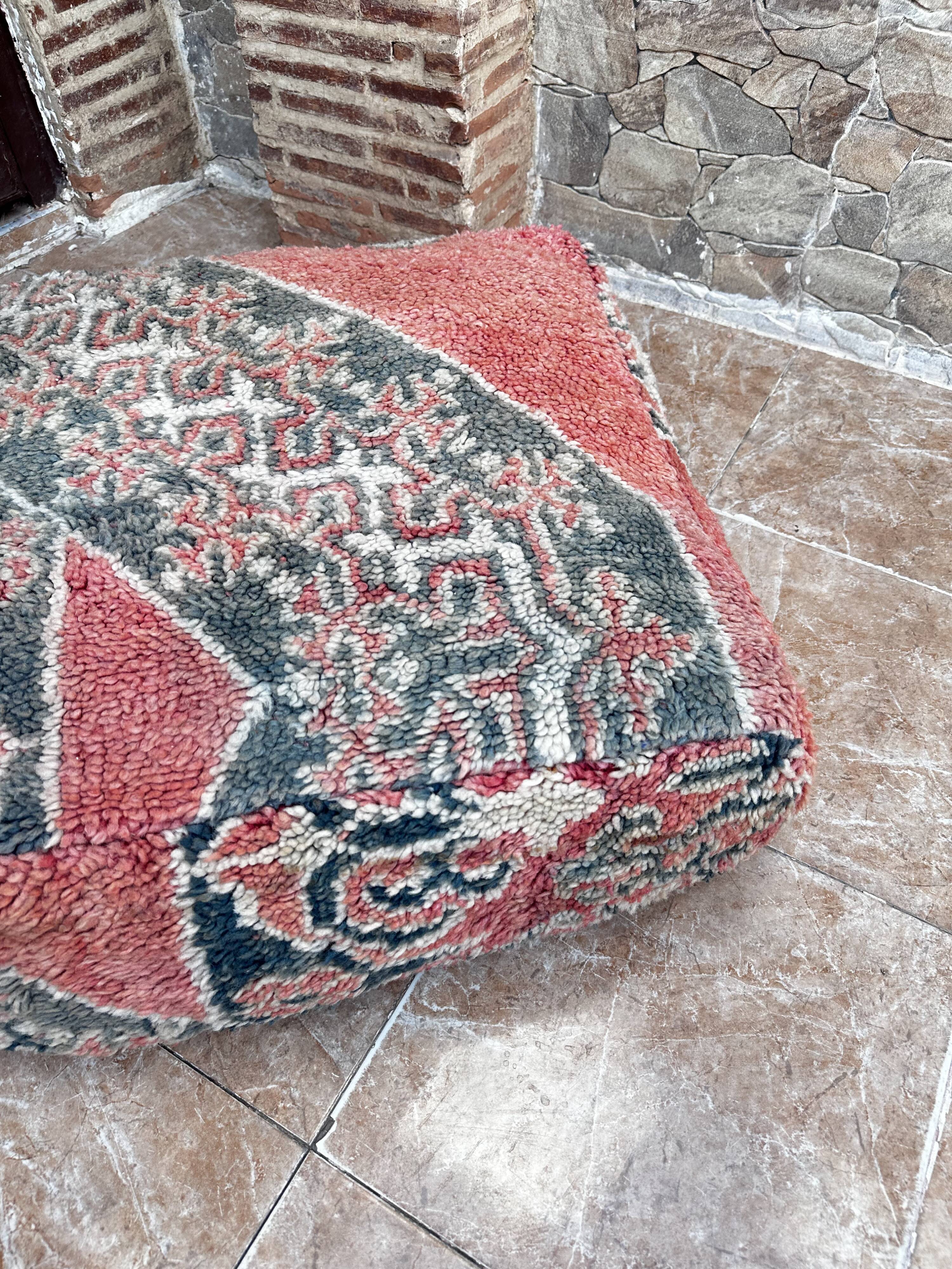 Handmade Berber Kilim pouf, floor cushion