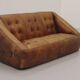 Rare 1970s Italian brutalist leather loveseat – sculptural two-seater