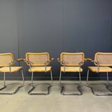 Set of 4 stackable vintage Marcel Breuer style armchairs, made in Italy, 1970s