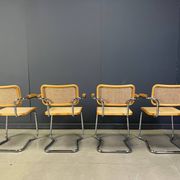 Set of 4 stackable vintage Marcel Breuer style armchairs, made in Italy, 1970s
